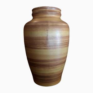 Deutsche Vintage Keramikvase aus den 70ern mit Gelb-Brauner Glasur von Bay, 1970er