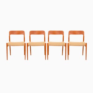 Teak Model 75 Dining Chairs by Niels Otto Møller for J.L. Møllers, 1950s, Set of 4