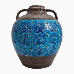 Vase Fiorentina en Céramique avec Poignées par Aldo Londi pour Bitossi, 1960s