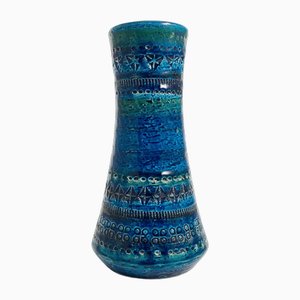 Konische Vase aus Blauer & Grüner Rimini Keramik von Aldo Londi für Bitossi, Italien, 1960er