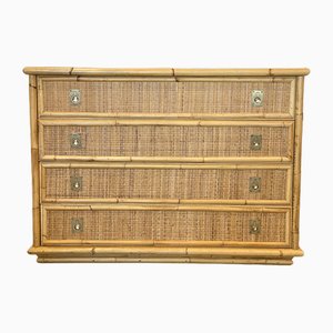 Wicker and Bamboo Chest of Drawers from Dal Vera, 1970s