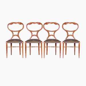 Biedermeier Oak & Walnut Chairs, Vienna, Austria, 1820s, Set of 4