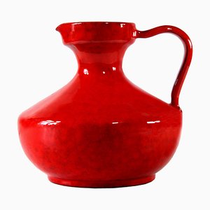 Vaso grande in ceramica smaltata rossa, Italia, anni '60