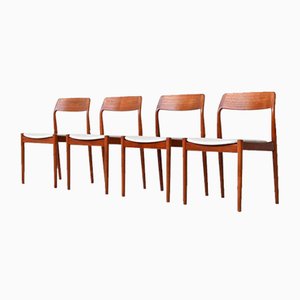 Dining Chairs in Teak and Wool by Johannes Norgaard, Denmark, 1960s, Set of 4