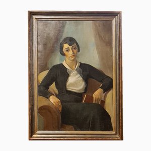 Portrait de Femme, Début des Années 1900, Huile sur Toile, Encadrée