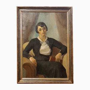 Portrait of Woman, Early 1900s, Oil on Canvas, Framed