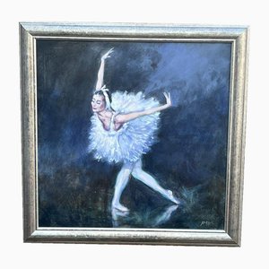 Morris, bailarina de ballet, grande óleo sobre lienzo, enmarcado