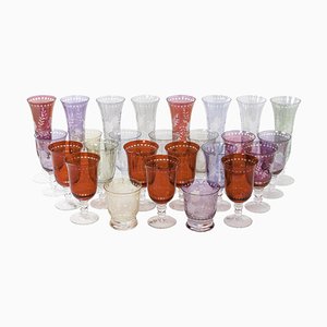 Bohemian Style Crystal Glassware, Set of 26