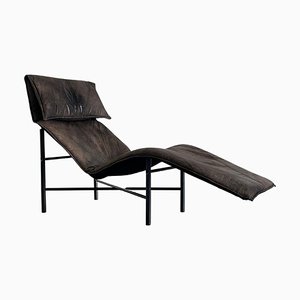 Vintage Leather Chaise Longue attributed to Tord Bjorklund for Ikea, Sweden, 1980s