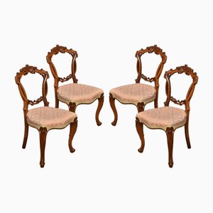 Walnut Balloon Back Salon Chairs, Set of 4