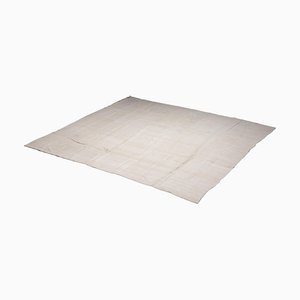 Tapis Kilim en Laine Blanchie Tissée à la Main, 20ème Siècle