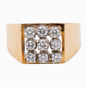 Vintage 14k Yellow Gold Ring with Brilliant Cut Diamonds, 1970s
