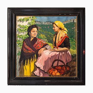 Francesc Galofre Suris, Ladies Chatting, Oil on Canvas