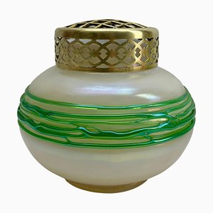 Art Nouveau Green Iridescent Glass Pique Fleurs Vase attributed to Loetz, 1920