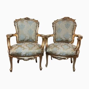 Gilt Wood Armchairs, Set of 2