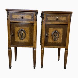 Antique French Bedside Lockers, 1920s, Set of 2