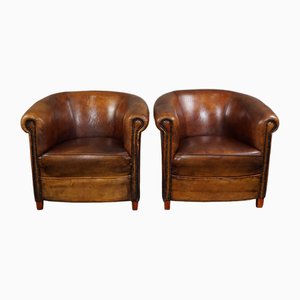 Leather Club Armchairs, Set of 2