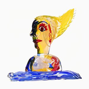 Busto de la dama de Murano italiana de cristal modernista, años 60
