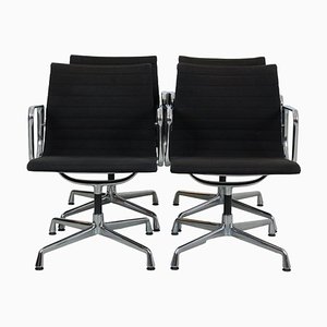 EA-107 Stühle aus schwarzem Hopsak Stoff von Charles Eames für Vitra, 2000er, 4er Set