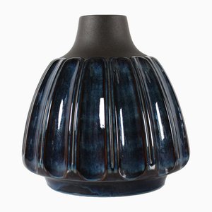 Large Danish Floor Vase with Blue Glossy Glaze by Einar Johansen for Søholm, 1960s