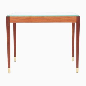 Mid-Century Low Table in Glass and Teak, Denmark, 1960s