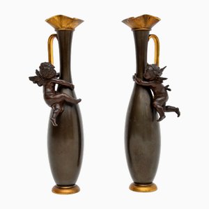 Antique French Bronze Pitchers, 1890s, Set of 2