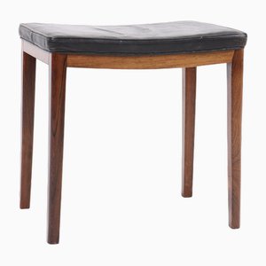 Mid-Century Stool in Patinated Leather, Made in Denmark, 1960s