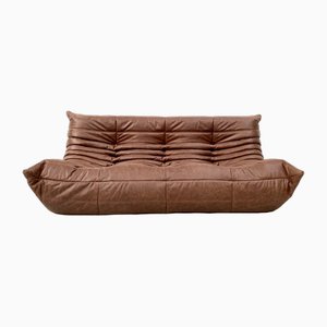 French Togo Sofa in Castagna Leather by Michel Ducaroy for Ligne Roset, 1970s