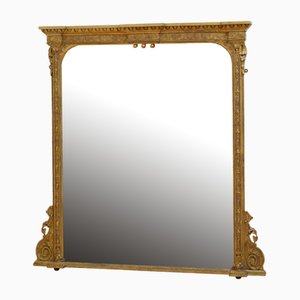 Large English Victorian Overmantel Mirror in Gilded Wood, 1880s
