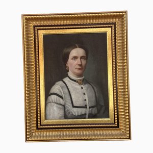 Woman's Portrait, 19th Century, Oil on Canvas, Framed