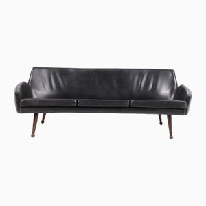 Mid-Century Danish Sofa in Patinated Leather and Rosewood, 1960s
