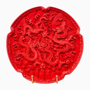 Chinese Lacquer Cinnabar Plate with Dragon
