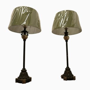 Tall Classical Style Column Table Lamps, 1970s, Set of 2