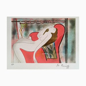 Linda Le Kinff, Desnudo, Litografía en color, años 80, Enmarcado