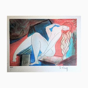 Linda Le Kinff, Nude 2, Color Lithograph, 1980s, Framed
