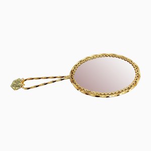Brass and Porcelain Hand Mirror, 1950s