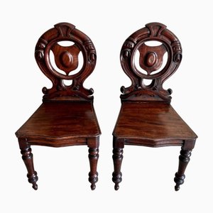 Viktorianische Beistellstühle aus geschnitztem Mahagoni, 1850er, 2er Set