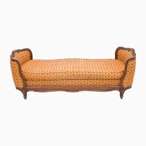 Banco o sofá cama vintage de tela, años 40