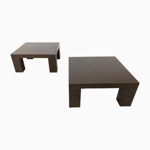 Brown Lacquer Coffee Tables, 1970s, Set of 2