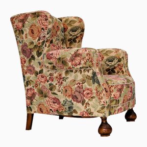 Vintage Danish Relax Chair in Flowers Fabric, 1950s