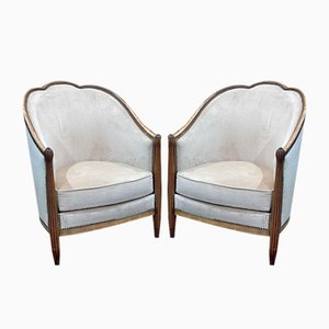 Art Deco Style Armchairs in Beech, 1970s, Set of 2