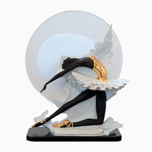 Lámpara de mesa Carpiè Dancer Sculpture de cristal de Murano y cerámica, años 70