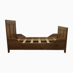 19th Century French Rustic Pine Single Sleigh Bed