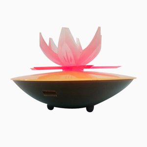 Pink Acrylic Water Lily Night Light Lamp, Eastern Europe, 1972
