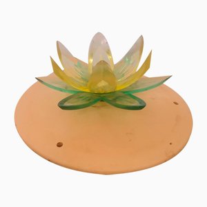 Green Acrylic Water Lily Night Light Lamp, Eastern Europe, 1970s