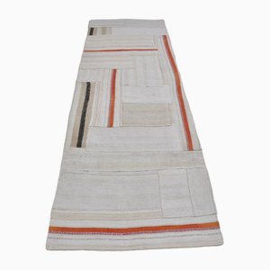 Tapis Kilim Vintage à Rayures Blanches, 1960s