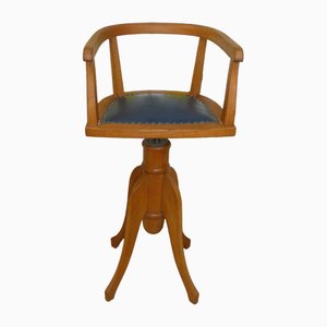 Chaise d'Enfant Vintage en Bois et Cuir