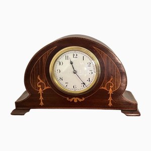 Antique Edwardian Mahogany Inlaid Desk Clock, 1900s