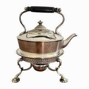 Antique Edwardian Silver-Plated Spirit Kettle on Base from Fenton Brothers, 1900, Set of 2