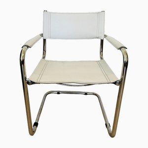 Mid-Century Cantilever Armchair Model S 34 in White Leather by Mart Stam, 1970s
